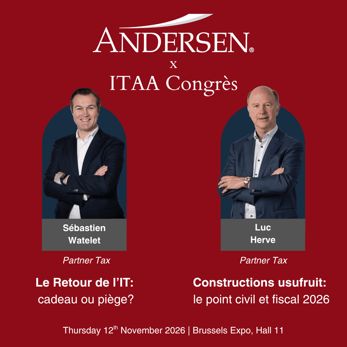 Nos Partners Sébastien Watelet et Luc Hervé interviendront au Congrès ITAA 2026 Nos Partners Sébastien Watelet et Luc Hervé interviendront au Congrès ITAA 2026